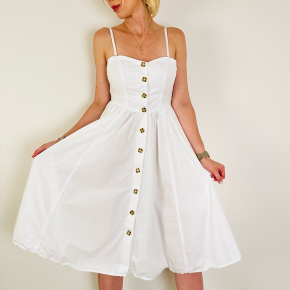 Free People Dresses & Skirts - Free People Button Down Midi White Fit and Flare Dress prairie